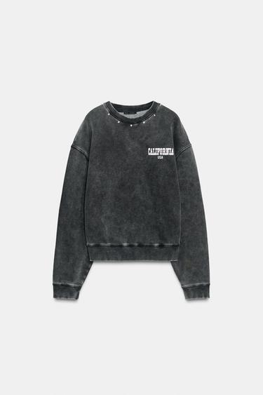 WASHED SLOGAN SWEATSHIRT - Anthracite grey by Zara
