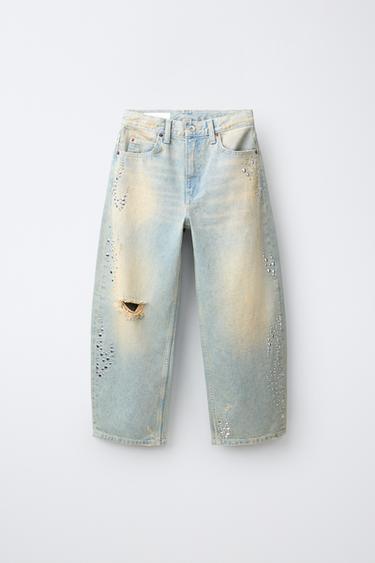 JEANS BARREL TACHAS - Azul de Zara