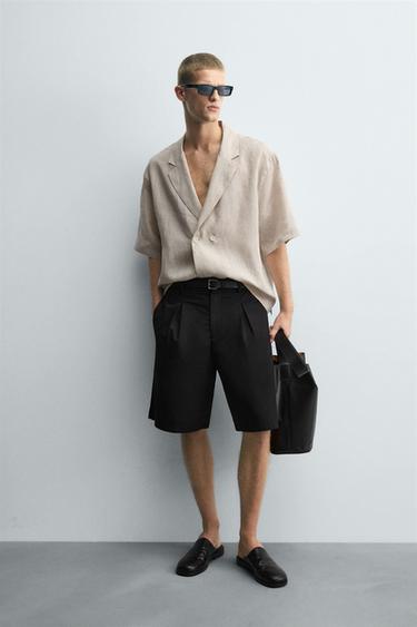 CAMISA KIMONO 100% LINO - Beige claro de Zara