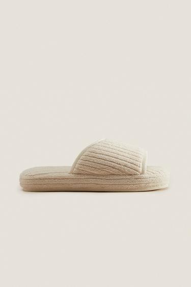 CHINELO FLATFORM EM TOALHA - Branco da Zara