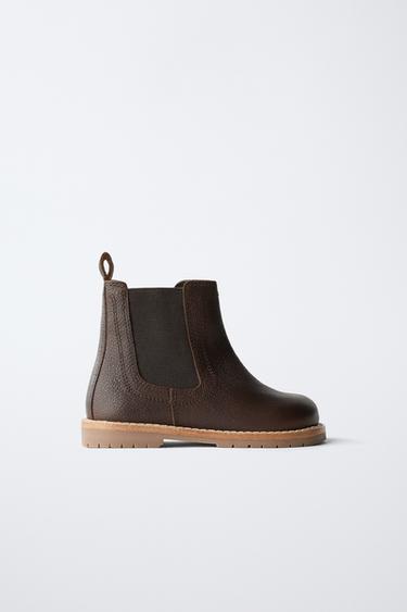 LEATHER CHELSEA BOOTS - Brown by Zara