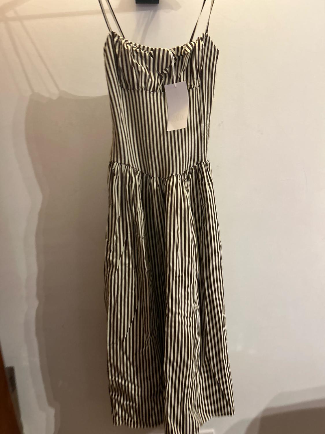 STRIPED COMBINED POPLIN DRESS - Image 6