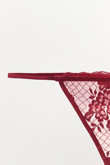 LACE THONG - Burgundy by Zara - Image 6