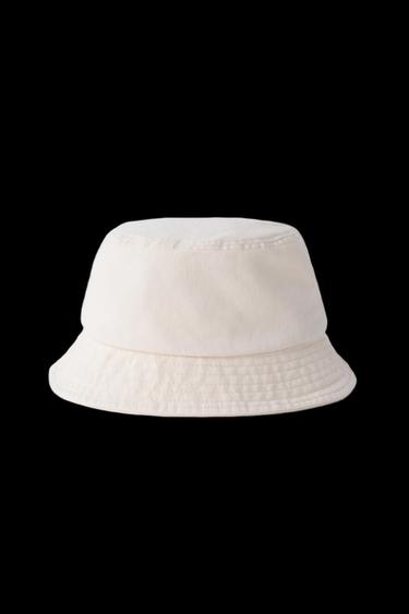 Zara CONTRAST STITCH BUCKET HAT - Ecru / Marl