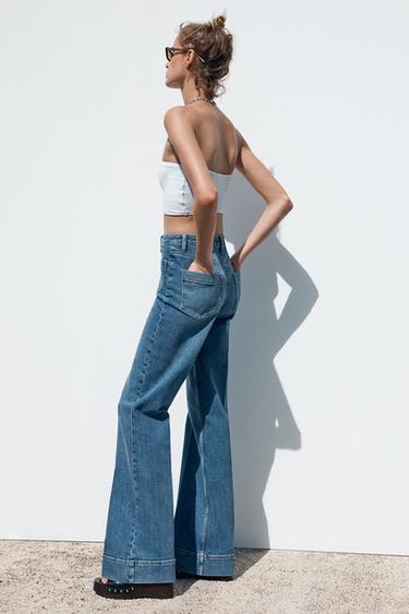 Z1975 HIGH-WAIST JEANS WITH PATCH POCKETS - Mid-blue by Zara - Image 3