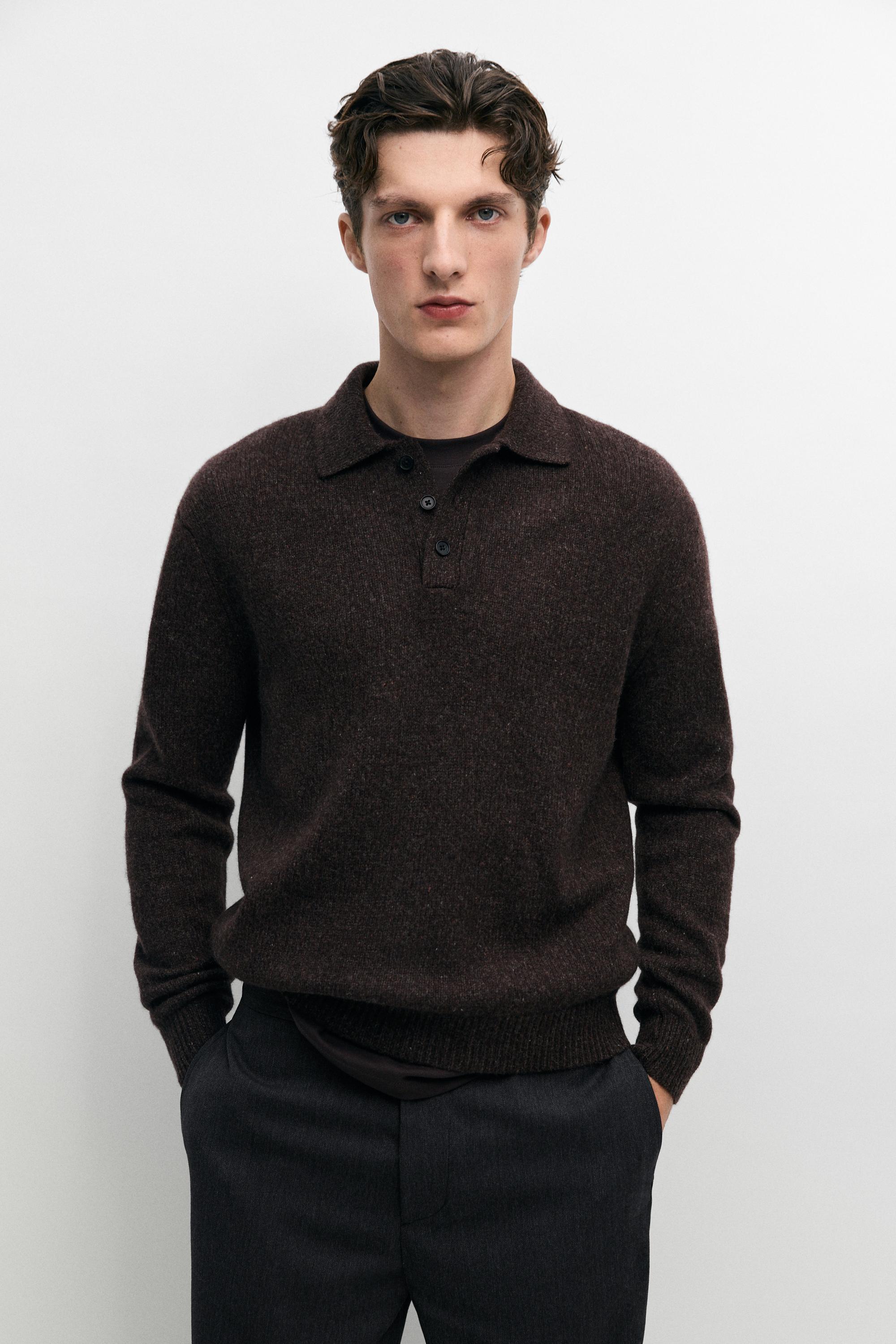 100% Wool Buttoned Polo Sweater