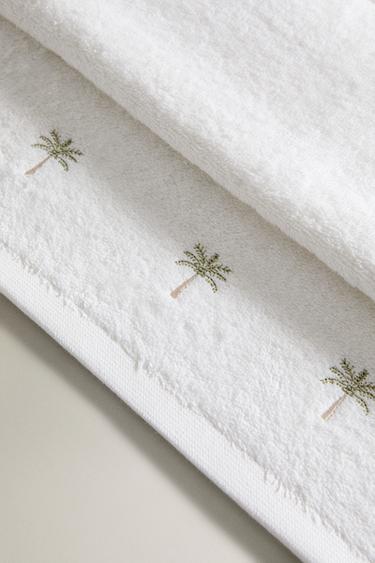 PALM TREE EMBROIDERY BATH TOWEL - Golden by Zara - Image 3