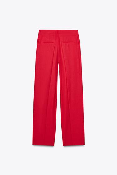 STRAIGHT-LEG LINEN BLEND TROUSERS - Strawberry by Zara - Image 3