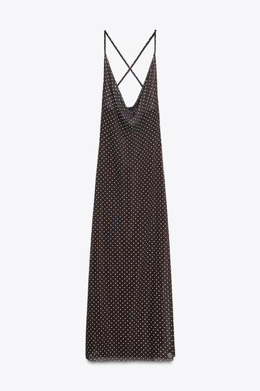 ROBE LONGUE À POIS - Marron / Écru de Zara - Image 4