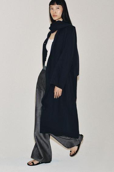 MANTEAU OVERSIZE AVEC LIN ZW COLLECTION - Bleu marine de Zara - Image 3