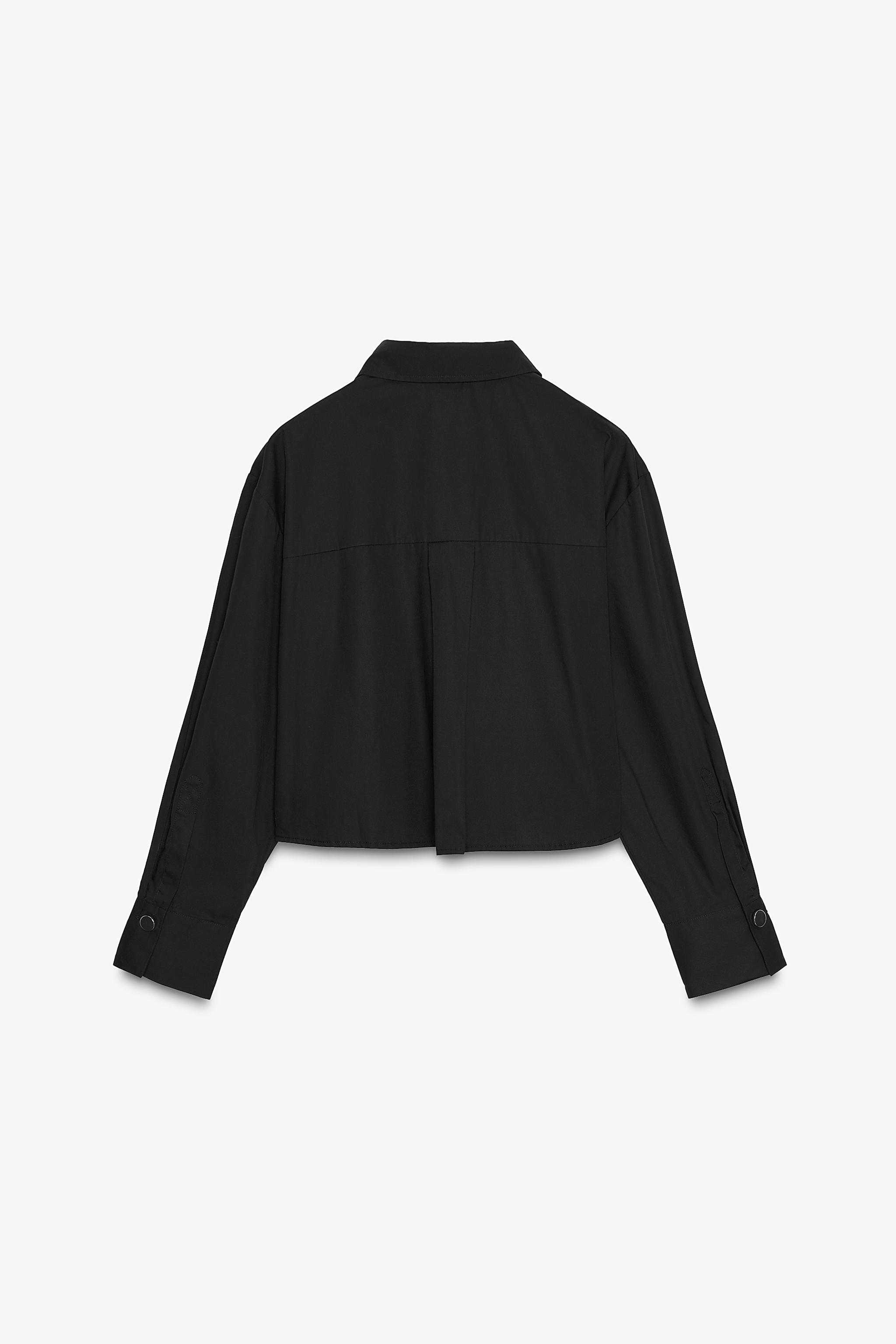 リボン付きブラック長袖Tシャツ XS 刺繍リボンネクタイ付きバイカラーシャツ– A AM STUDIO