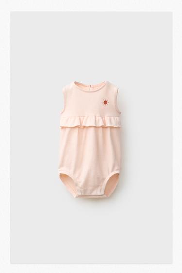 BODY Z FALBANKAMI I HAFTEM SŁOŃCA - Mandarynkowy Zara