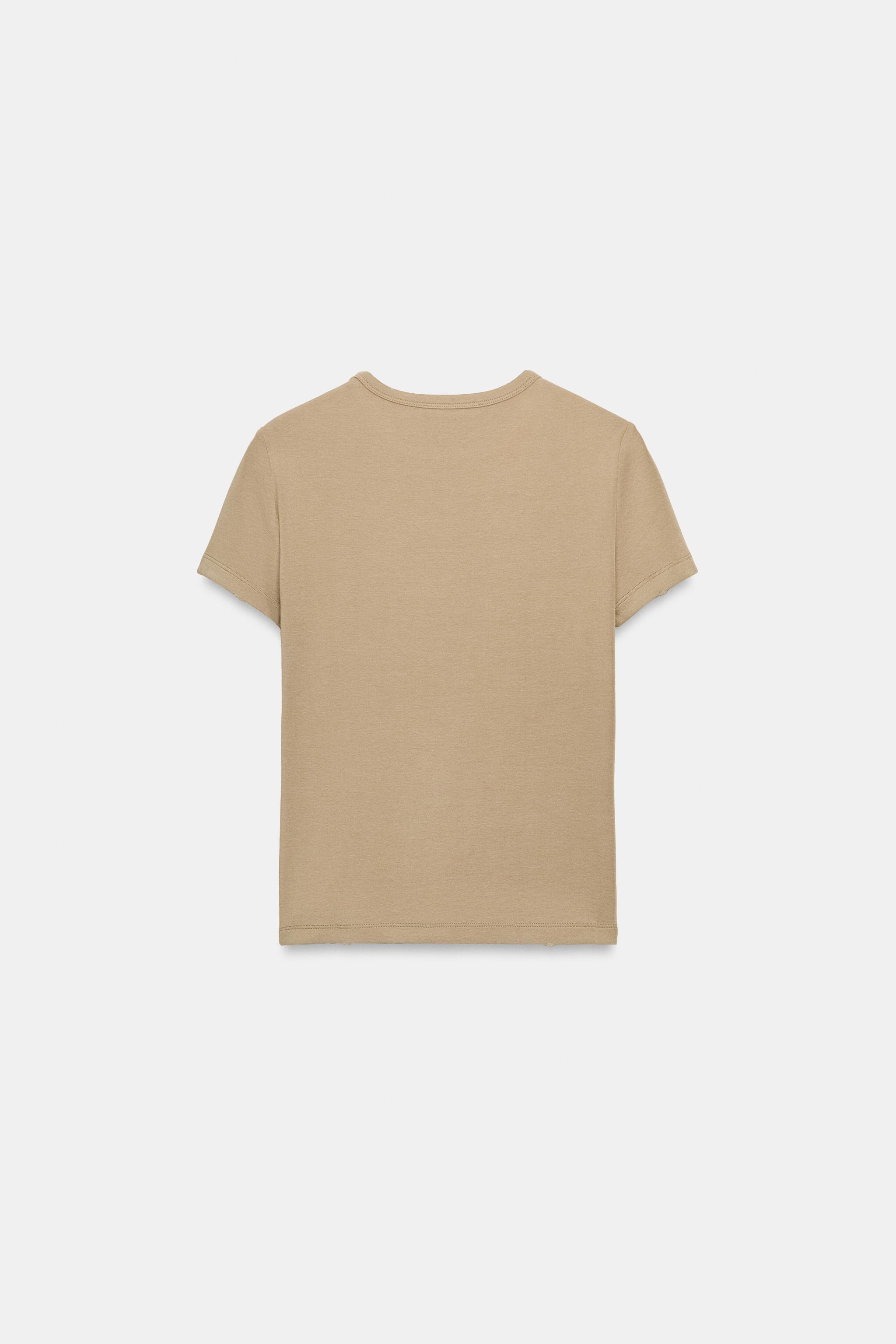 YAZILI KISA KOLLU T-SHIRT - Görsel 5