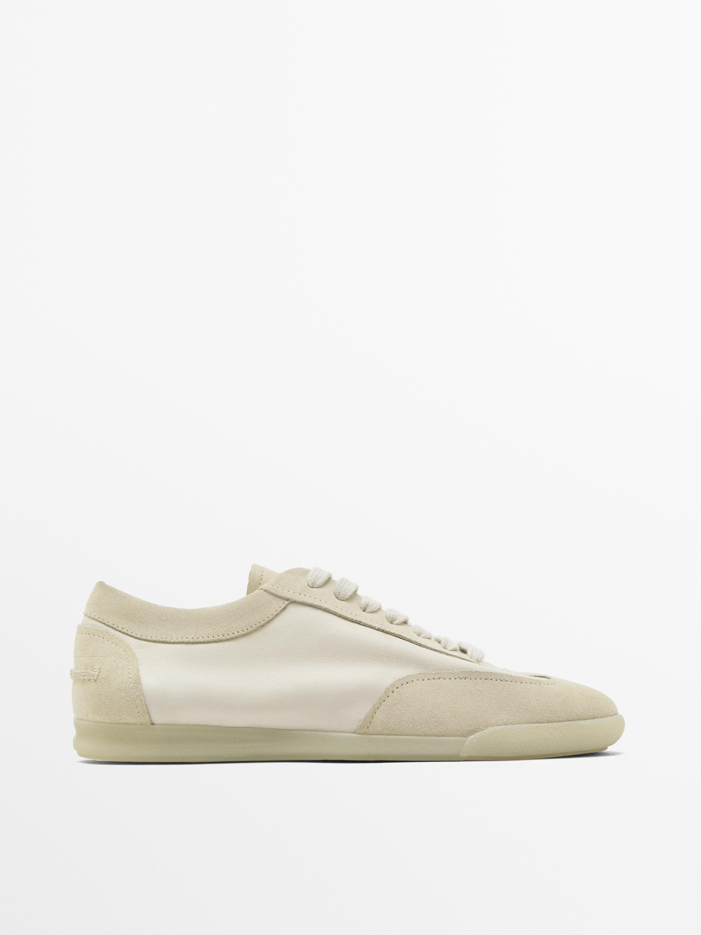 Zara white leather trainers sales