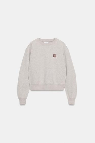 SWEATSHIRT MIT ETIKETT VORNE - Beige von Zara