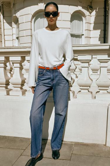 Zara Z1975 HIGH RISE REGULAR LONG LENGTH JEANS - Blue