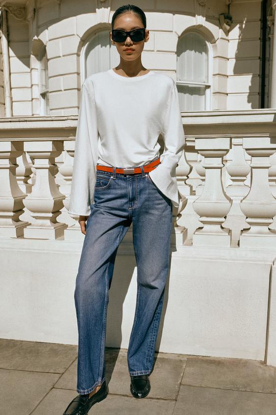 JEANS Z1975 STRAIGHT TIRO ALTO LONG LENGTH - Azul de Zara - Imagen 0