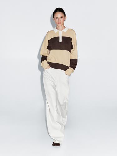 Zara Striped wool blend polo sweater - Yellow - Image 0