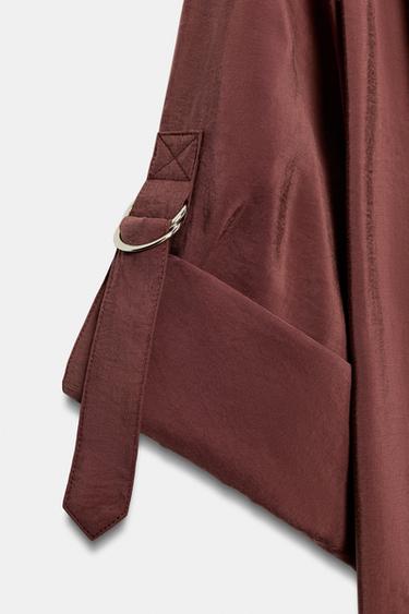 CHEMISE À MANCHES RETROUSSÉES - brique foncée de Zara - Image 7