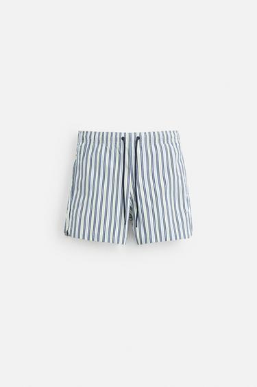 BAÑADOR MEDIO RAYAS - Celeste de Zara