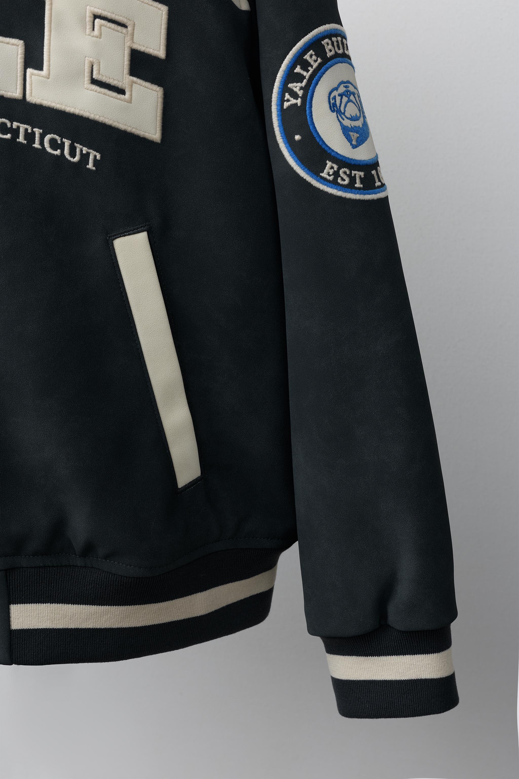 Детские куртки Zara YALE UNIVERSITY™ FAUX LEATHER BOMBER JACKET — фото 7
