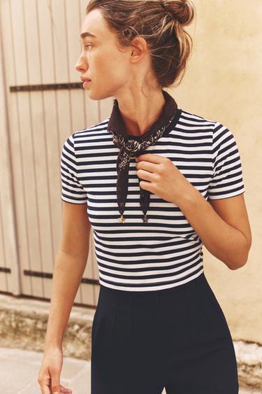 CROPPED SZTRECCS PÓLÓ – Kék / fehér a ZARA-tól