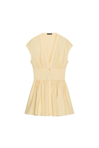 VESTIDO MINI POPELÍN - Mantequilla de Zara