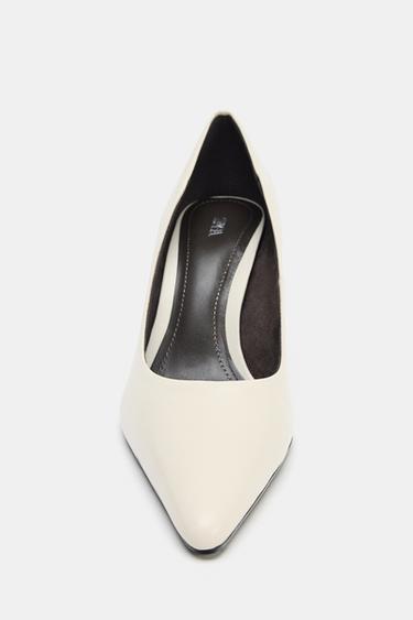 CHAUSSURES À TALONS EN CUIR - Blanc écru de Zara - Image 4