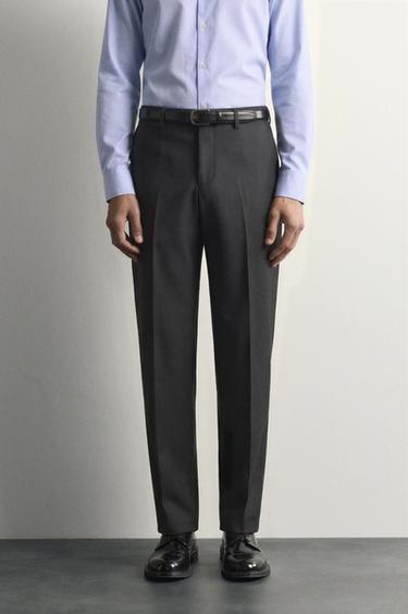 100% WOOL SUIT TROUSERS - Anthracite Grey by Zara