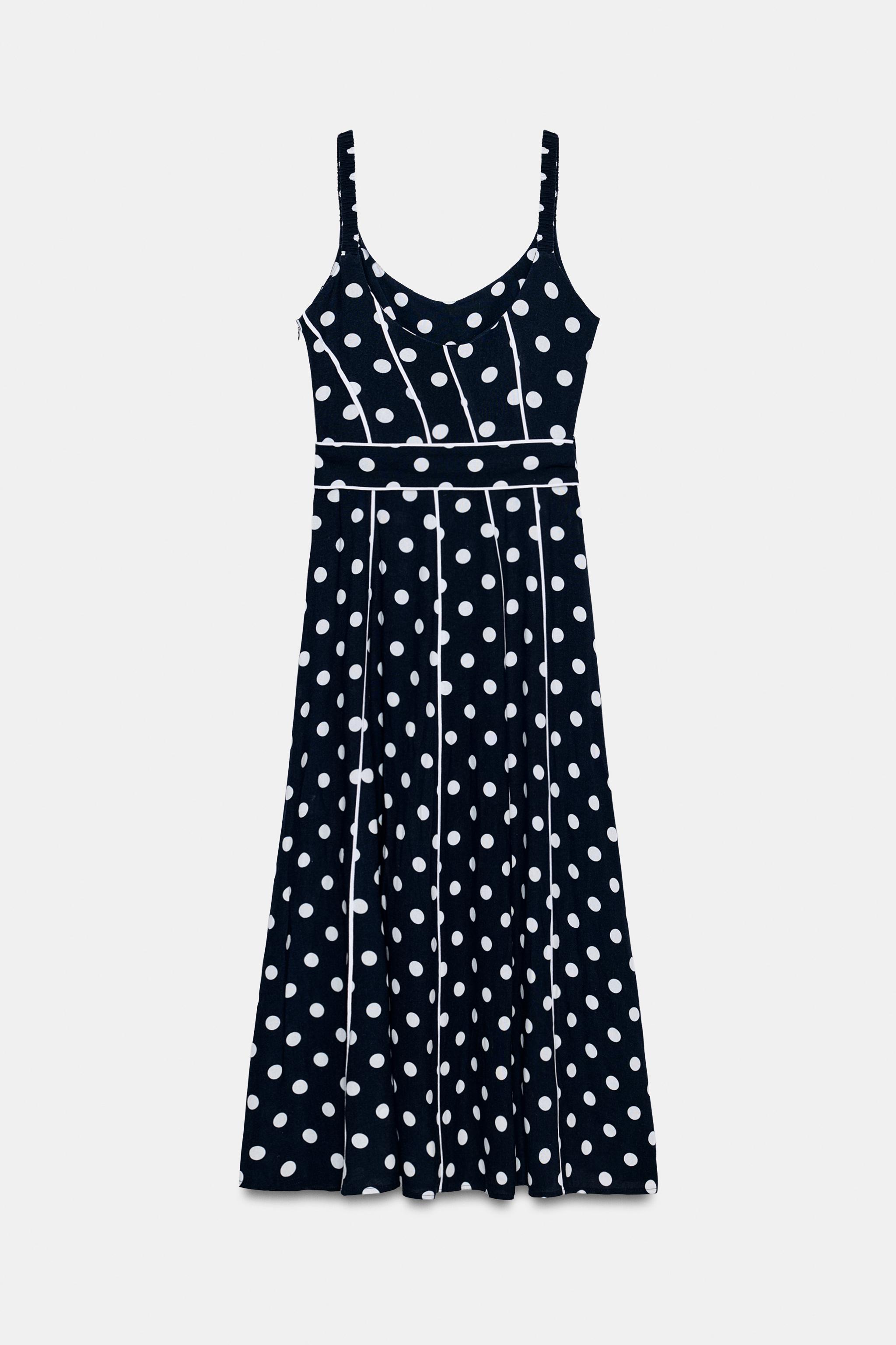 Женские платья Zara POLKA DOT BELTED MIDI DRESS — фото 12