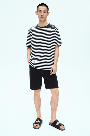 Zara REGULAR FIT 牛仔短褲 - 黑色