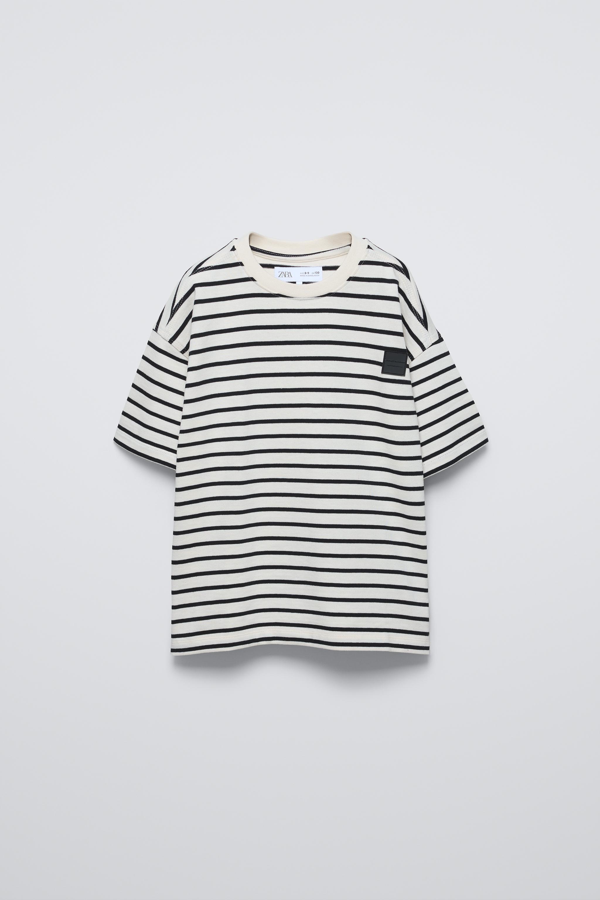 STRIPED T-SHIRT WITH STICKER - striped | ZARA Australia