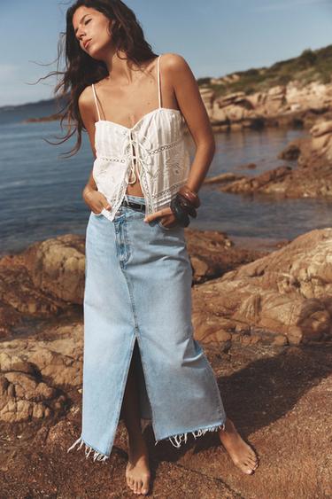 EMBROIDERED TIE TOP - White by Zara - Image 0