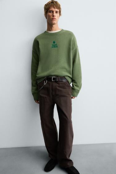PRINTED BOXY FIT SWEATER - Green by Zara - Image 5