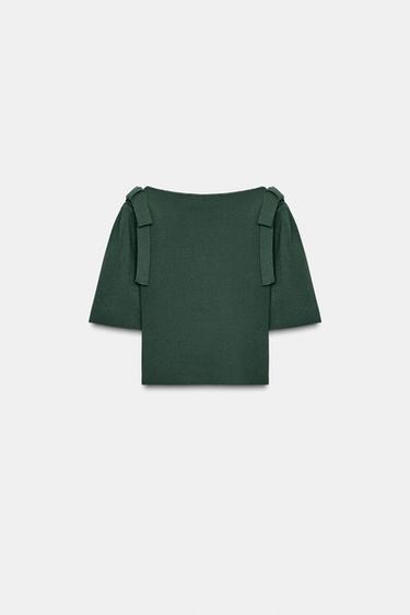 CARDIGAN WITH SHOULDER TIES - Green by Zara - Image 6