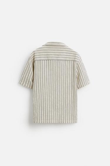 STRIPED TEXTURED SHIRT - Navy / White by Zara - Image 6