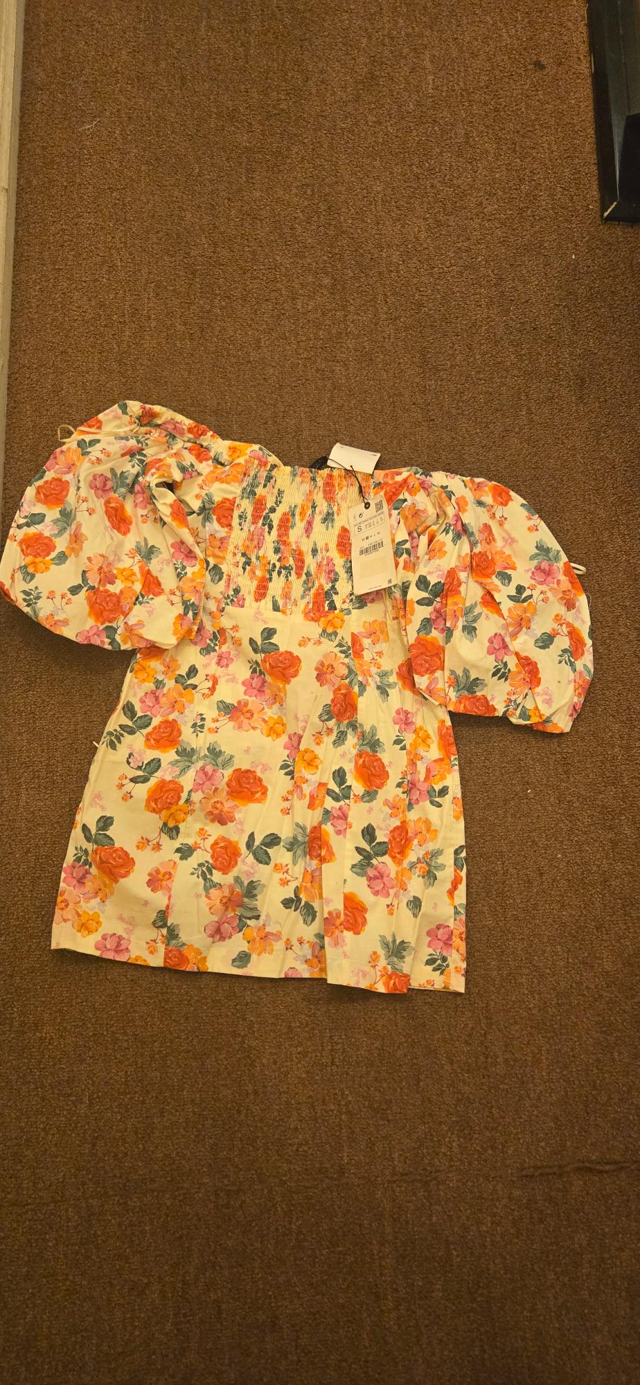 ZARA FLORAL MINI DRESS ECRU - Image 2
