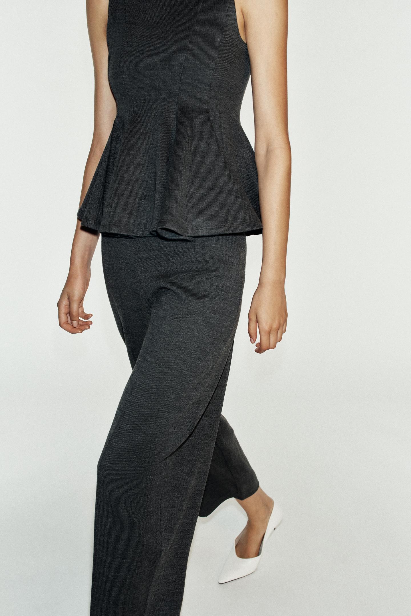 Женский топ Zara Soft Peplum Top, цвет: Антрацитовый серый — фото 5