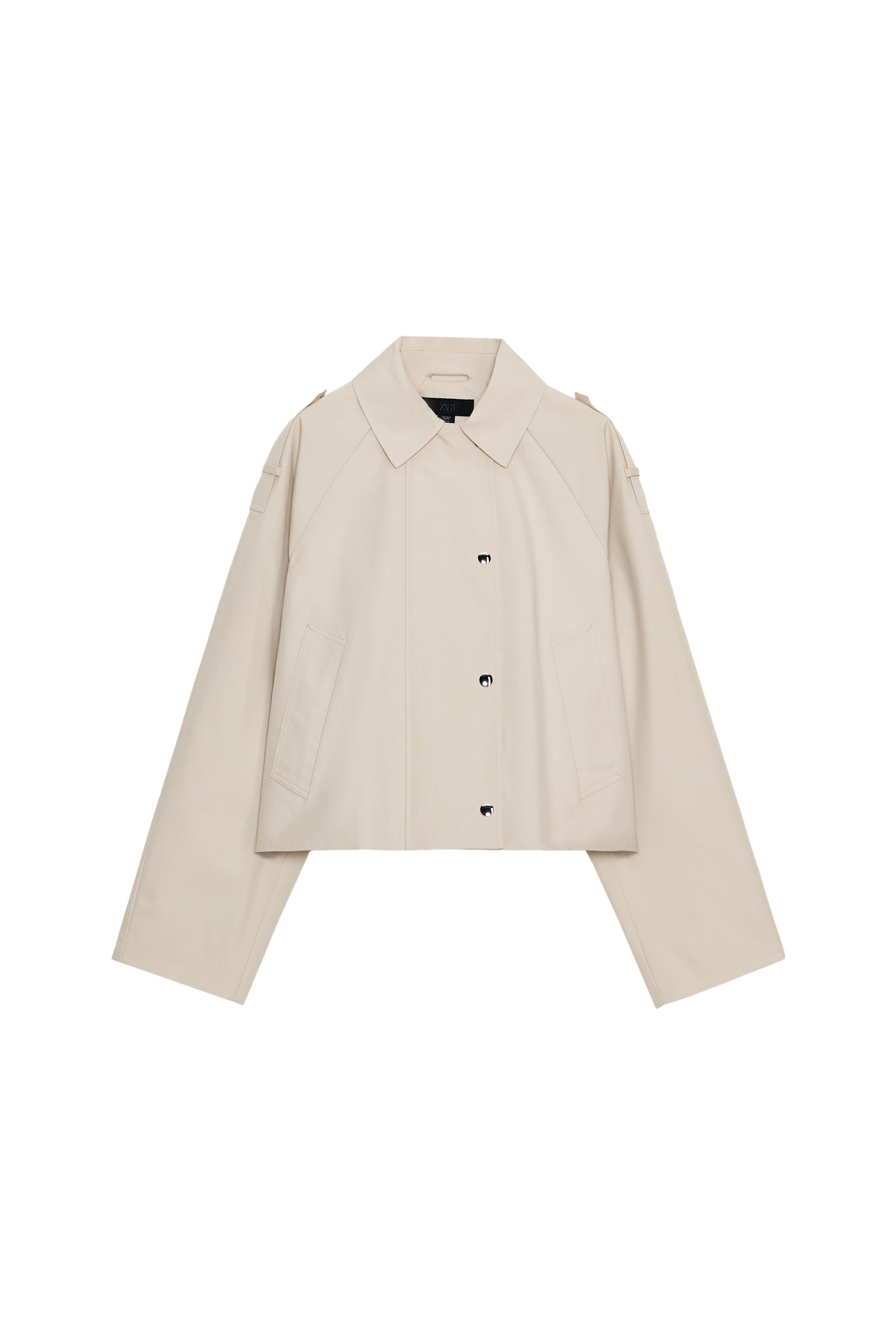 ショート ダブルブレスト トレンチコート - ストーン | ZARA Japan / 日本