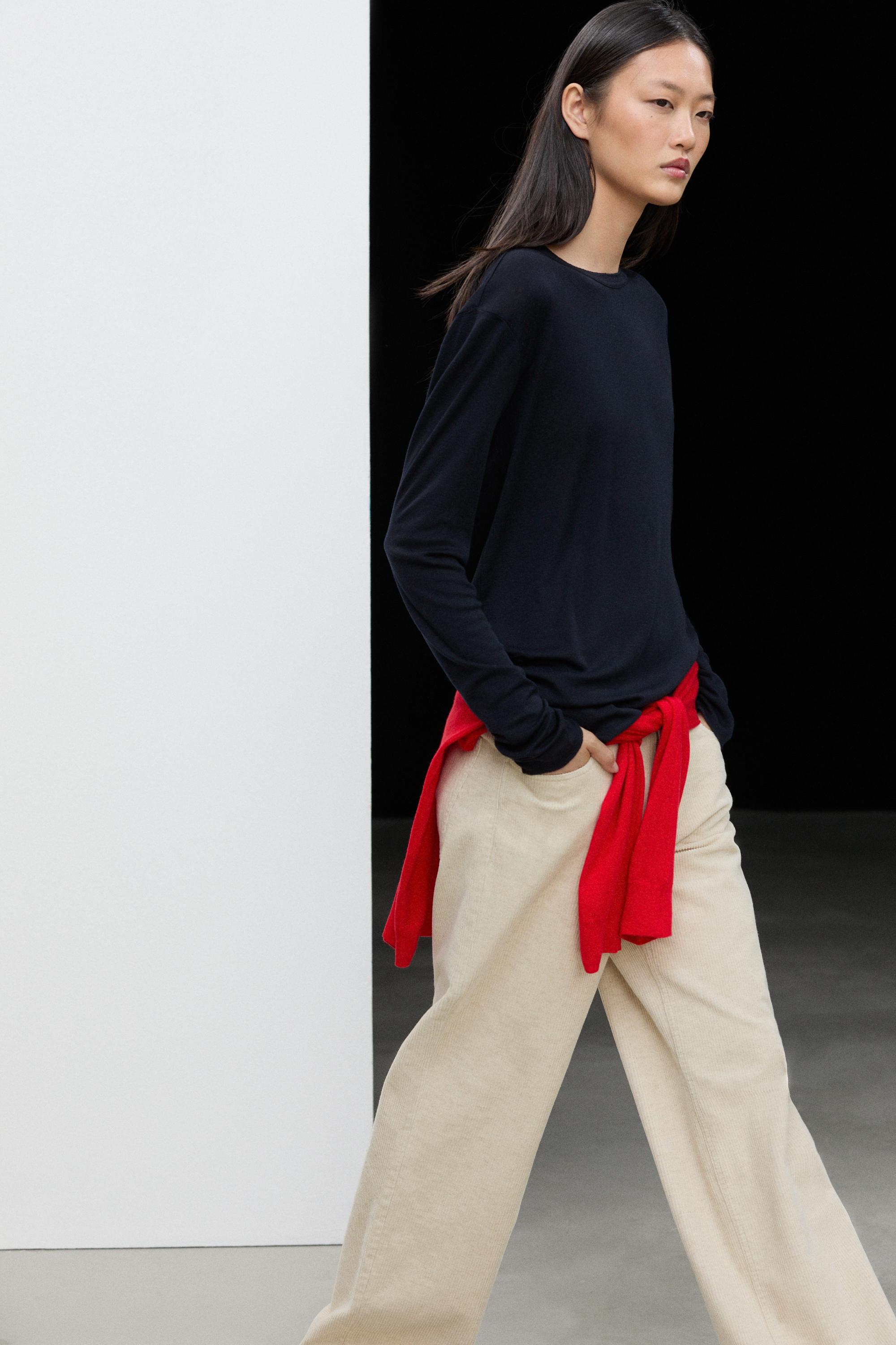 Long sleeve wool-blend T-shirt