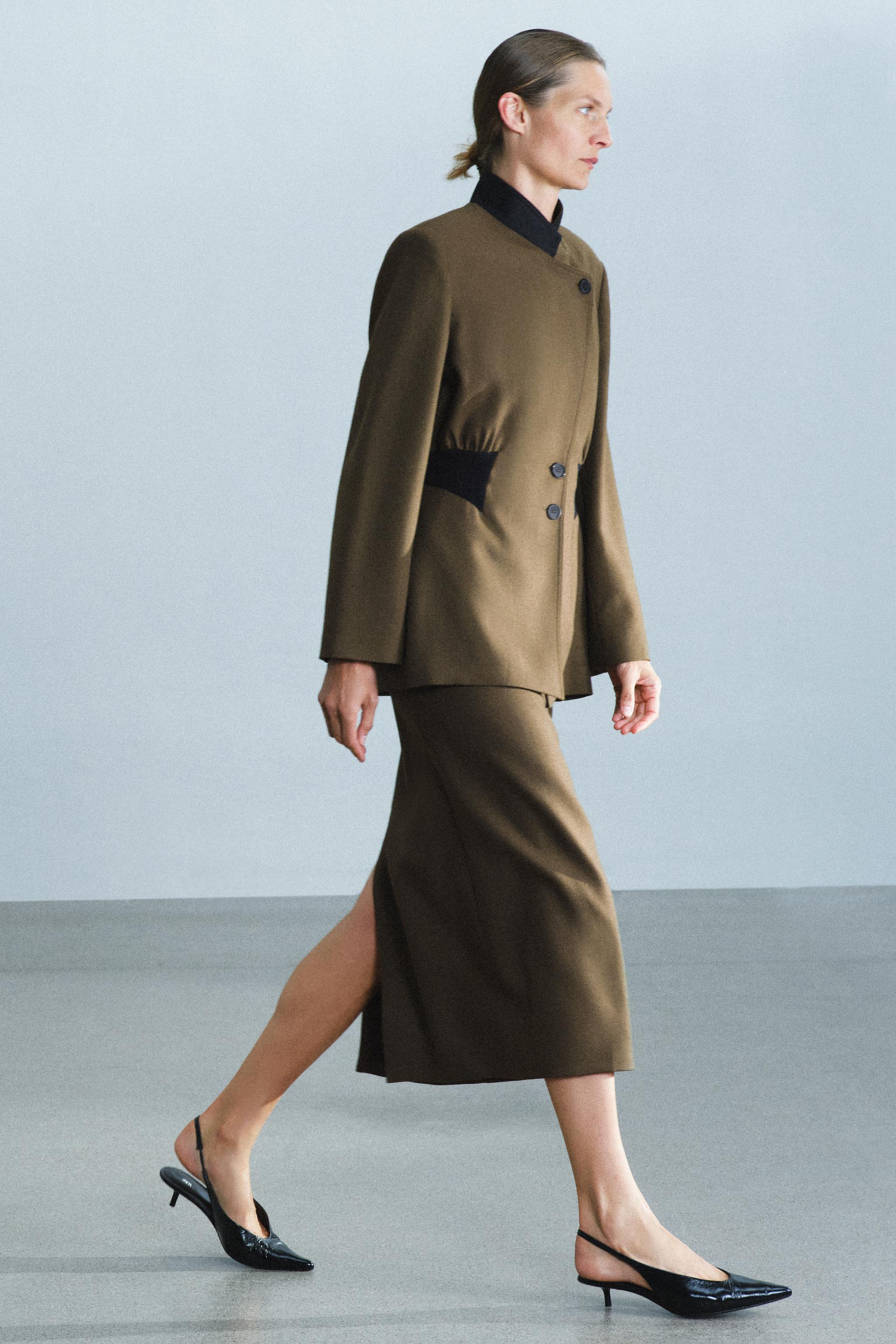 ZW COLLECTION 100% WOOL FITTED JACKET WITH ELASTIC WAIST