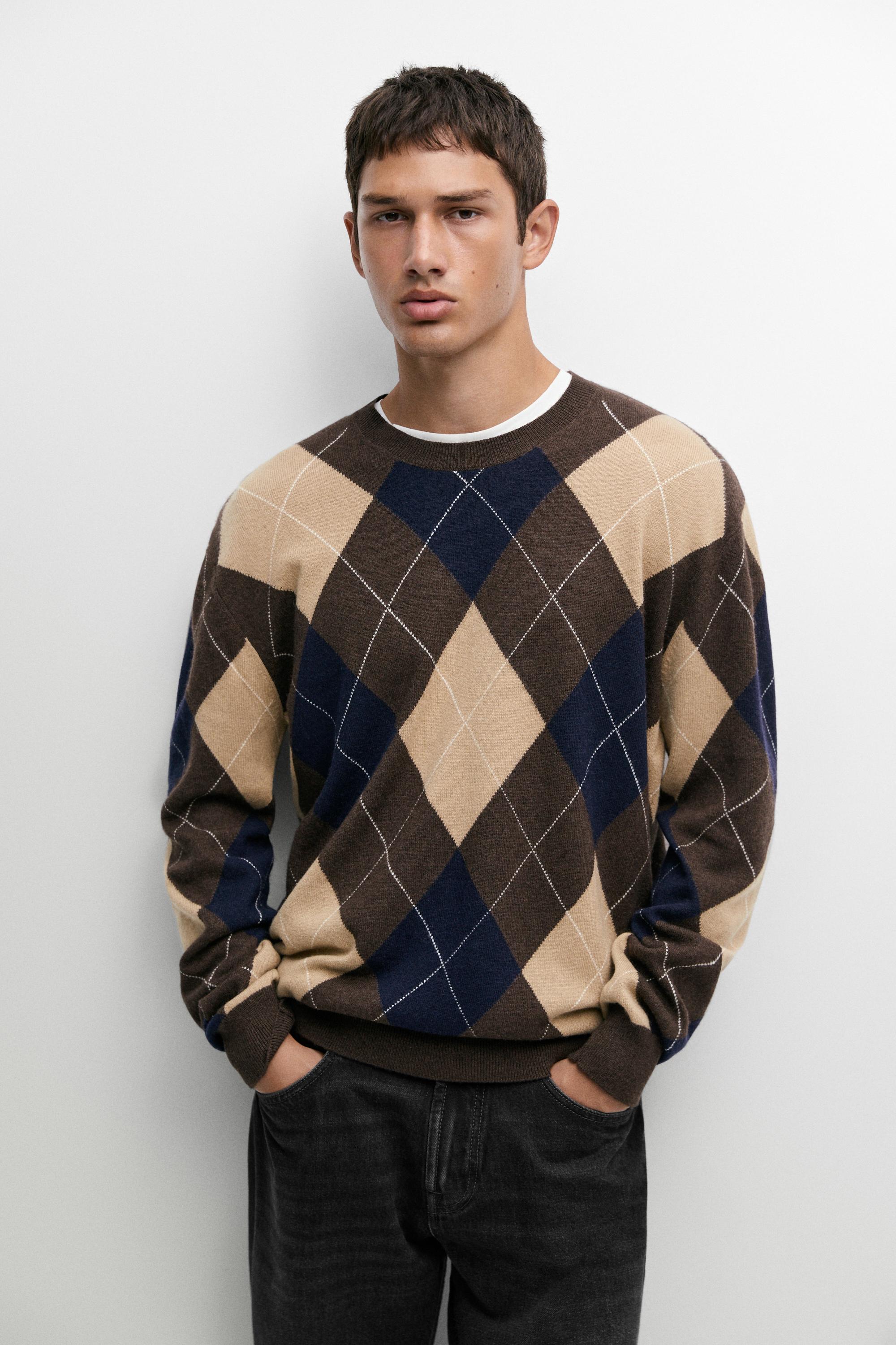 Pull en maille à losanges avec de la laine