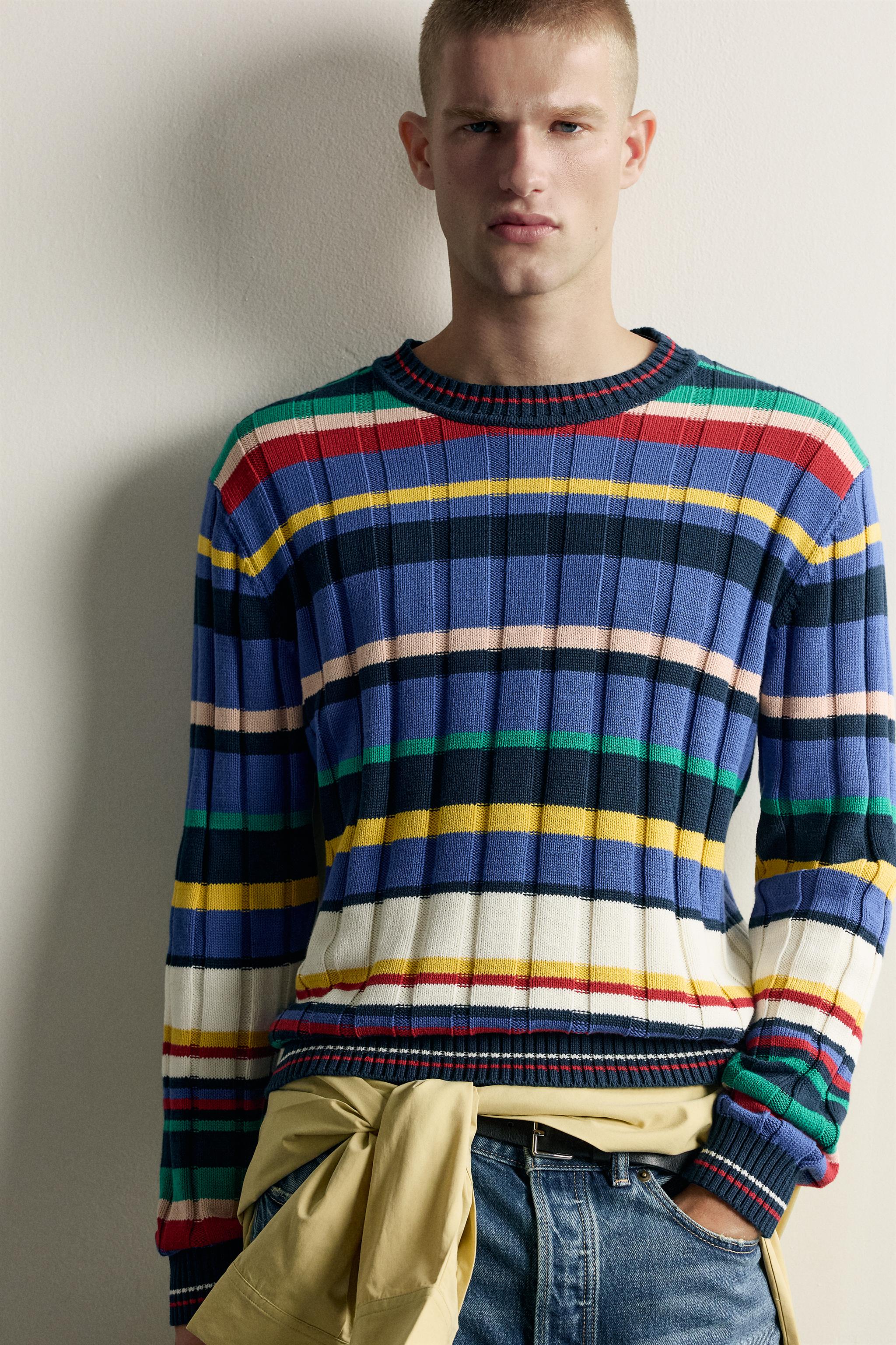 COTTON STRIPED JACQUARD SWEATER