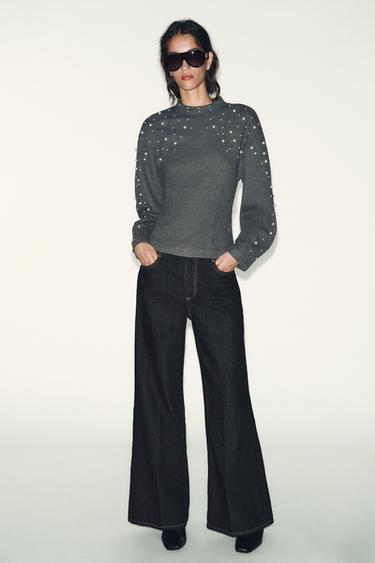 SOFT FAUX PEARL JUMPER - Grey by Zara