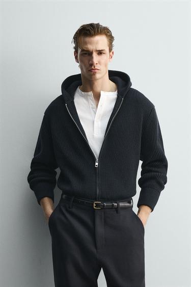 Zara LIMITED EDITION HOODIE CARDIGAN - Navy blue