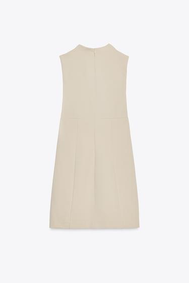 ROBE COURTE À COL DRAPÉ - Beige de Zara - Image 3