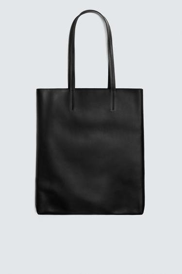 LEATHER TOTE BAG - Black by Zara