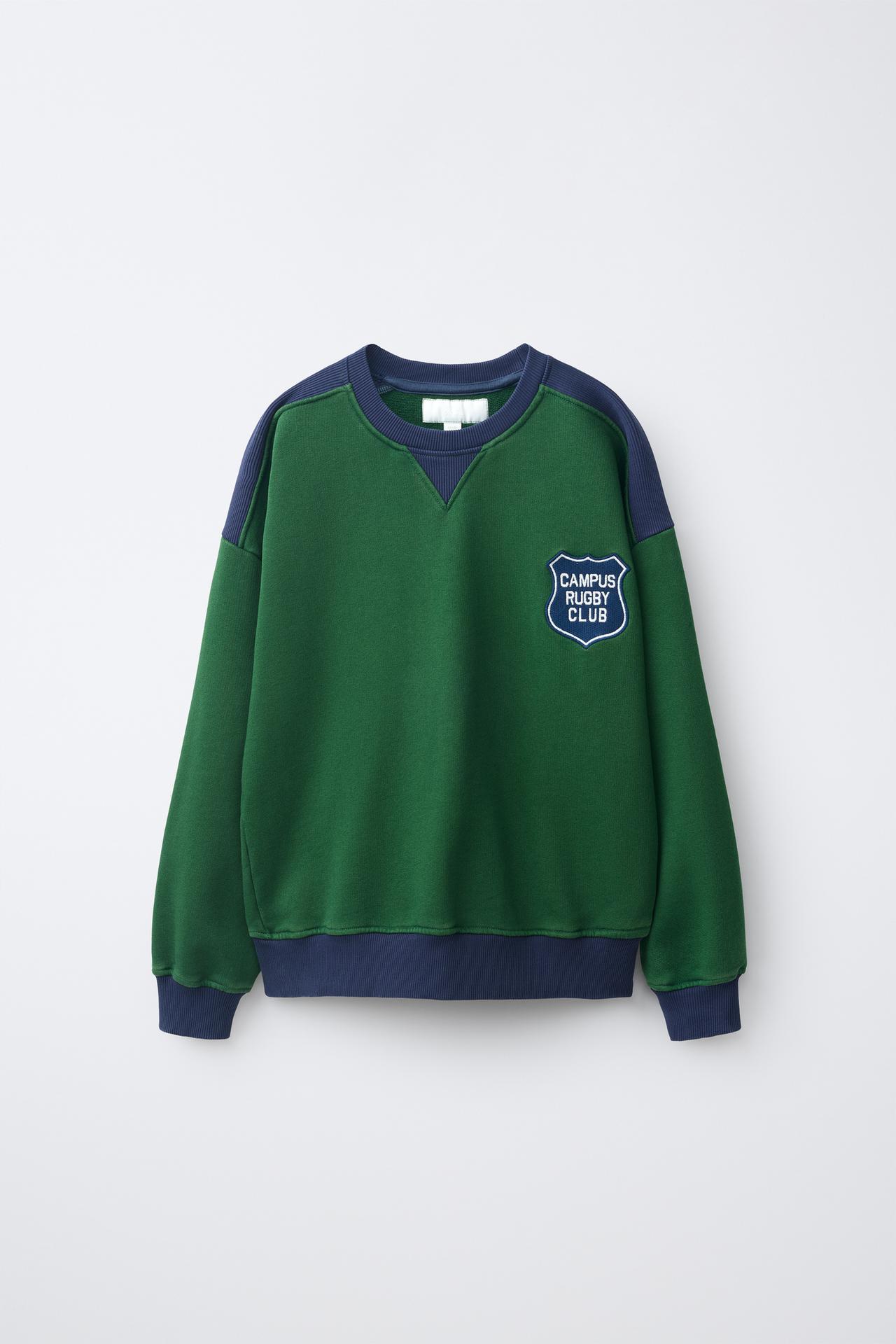 EMBROIDERED PATCH SWEATSHIRT — Green