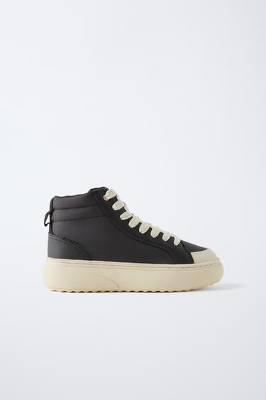FABRIC HIGH-TOP SNEAKERS - Black by Zara