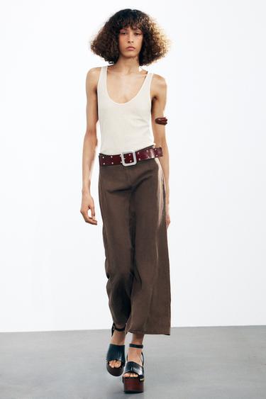STUDDED LEATHER BELT - Red by Zara - Image 0